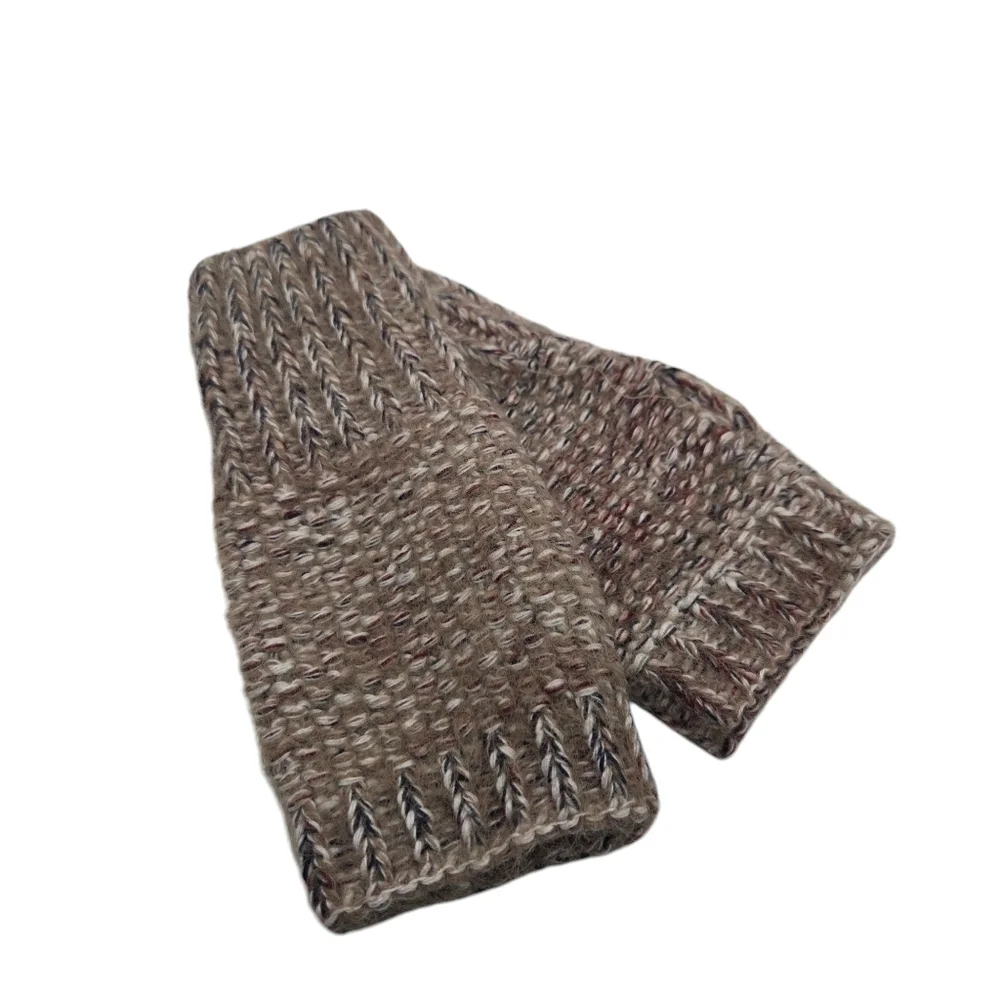 Ruggine Womens Premium Wool Brown Fingerless Gloves One Size